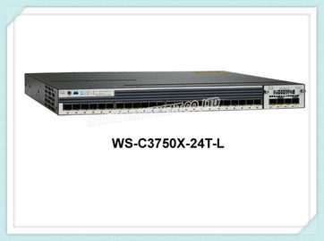 Interruptor dos ethernet da fibra ótica dos portos do interruptor WS-C3750X-24T-L 24 da rede Ethernet de Cisco