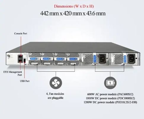 Switch CE6881-48S6CQ (48*10G SFP+, 6*100G QSFP28, 2*fonte de alimentação CA, entrada/saída de ar lateral da porta)