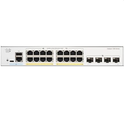 Cisco C1300-16P-4X 16x 10/100/1000 Portos PoE+ Portos com orçamento de energia de 120W 4x 10 Gigabit SFP+ Rack-Mountable