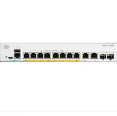 C1200-8P-E-2G Cisco Switches 8x 10/100/1000 PoE + Portes com 67W de orçamento de energia 2x Gigabit Copper / SFP Combo Portes, montável em rack