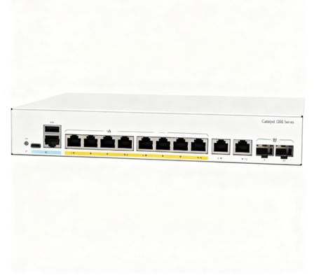 C1200-8FP-2G Portos montáveis em rack 120W Orçamento de energia 2x Gigabit Copper/1000 SFP Portos combinados SNMP C1200-8FP-2G