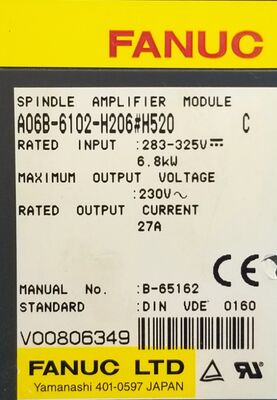 Fanuc A06B-6102-H206 CNC Spindle Servo Amplificador 200-240V AC de alta precisão