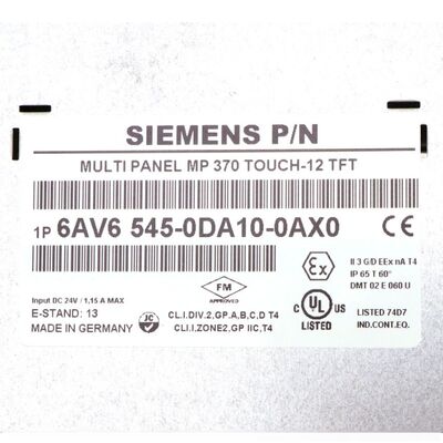 Painel de toque 12,1" de Siemens 6AV6545-0DA10-0AX0 MP370 12 HMI relação industrial de TFT