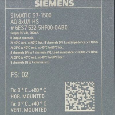Módulo de saída analógica AQ8xU/I HS de 6ES7532-5HF00-0AB0 Siemens SIMATIC S7-1500