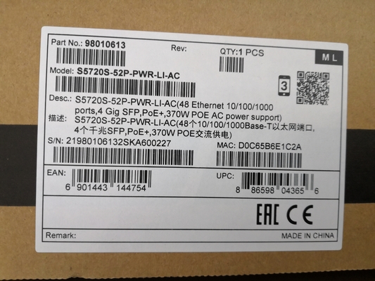 Huawei S5720S-52P-PWR-LI-AC Comutador Gigabit PoE+ de 48 portas com 4 SFP