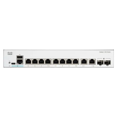Switch PoE+ Gigabit de 8 portas Catalyst 1300 Cisco C1300-8FP-2G com 2 uplinks combinados GE